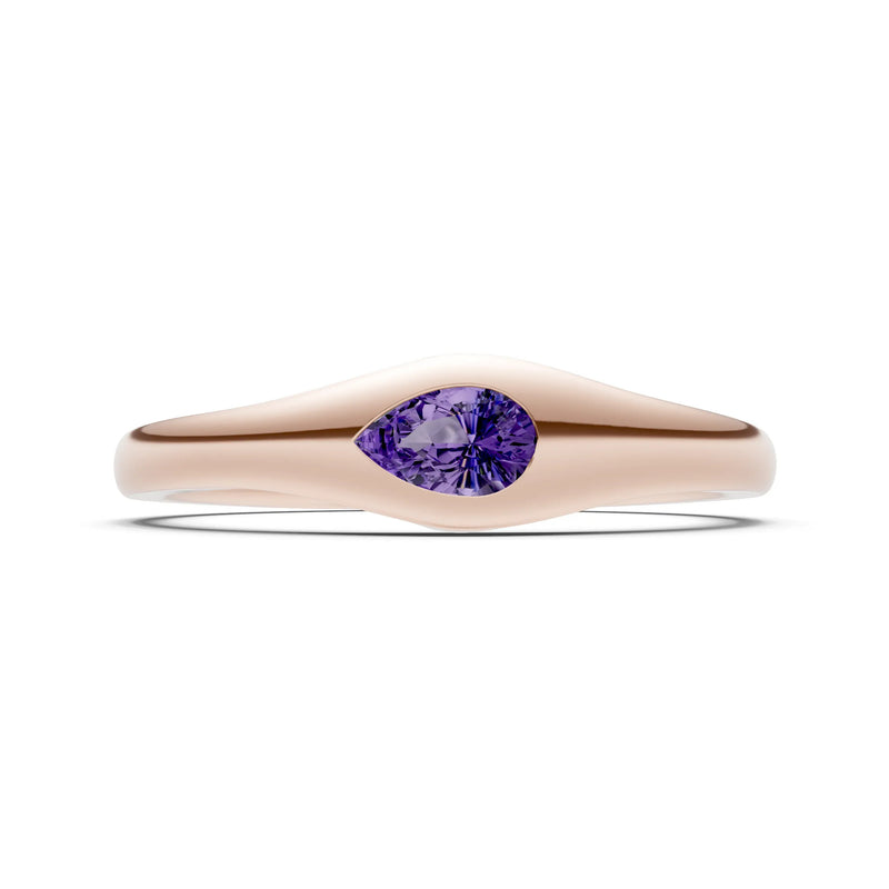 Pear Gemstone Inlaid Mini Signet Ring