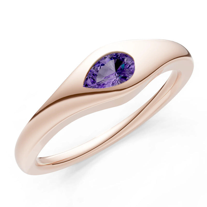 Pear Gemstone Inlaid Mini Signet Ring