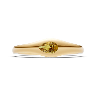 Pear Gemstone Inlaid Mini Signet Ring