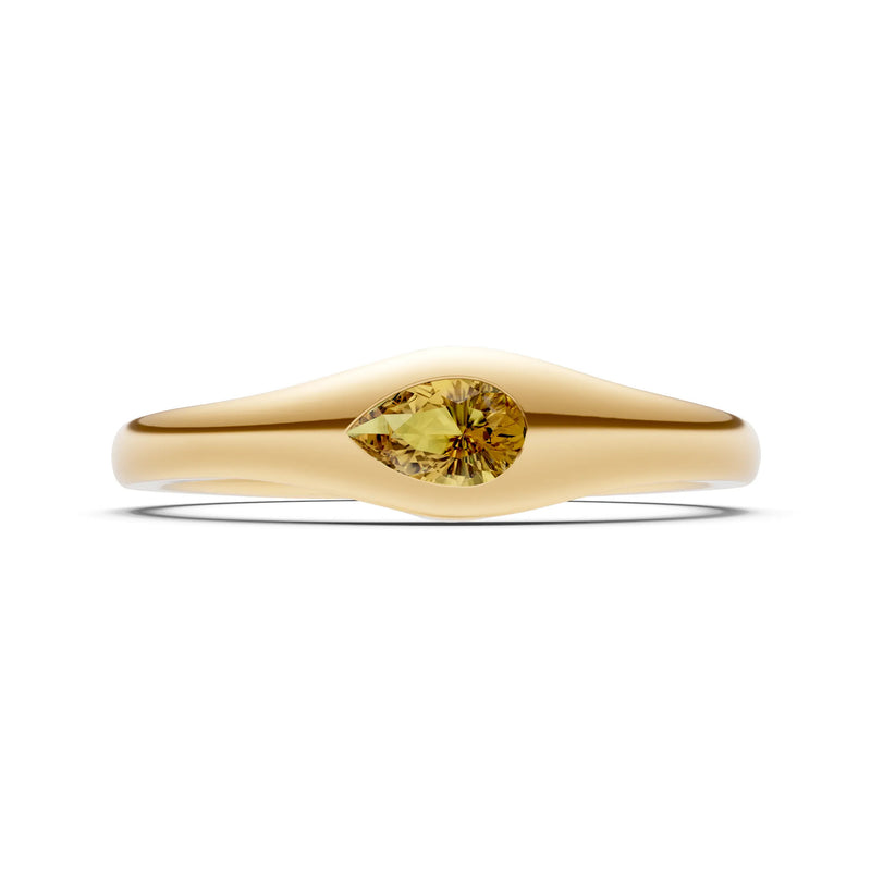 Pear Gemstone Inlaid Mini Signet Ring