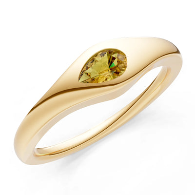 Pear Gemstone Inlaid Mini Signet Ring