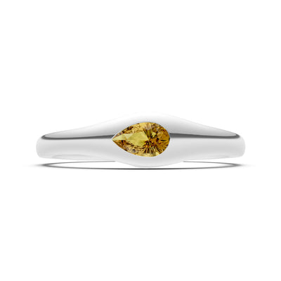 Pear Gemstone Inlaid Mini Signet Ring