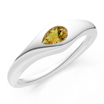 Pear Gemstone Inlaid Mini Signet Ring