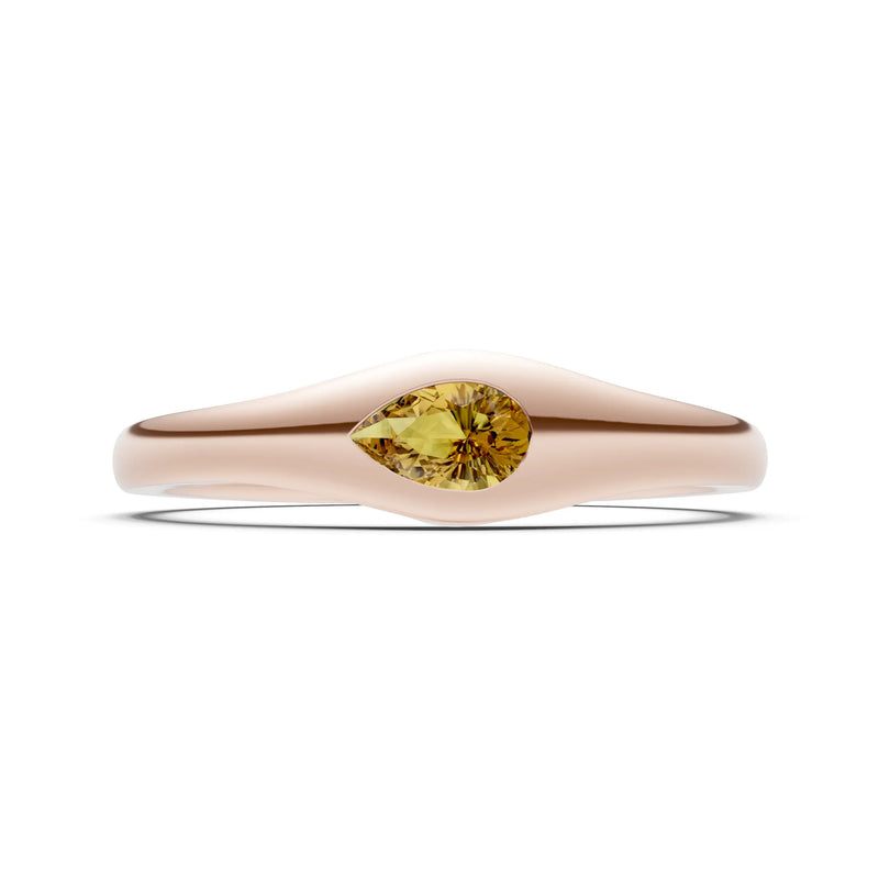 Pear Gemstone Inlaid Mini Signet Ring