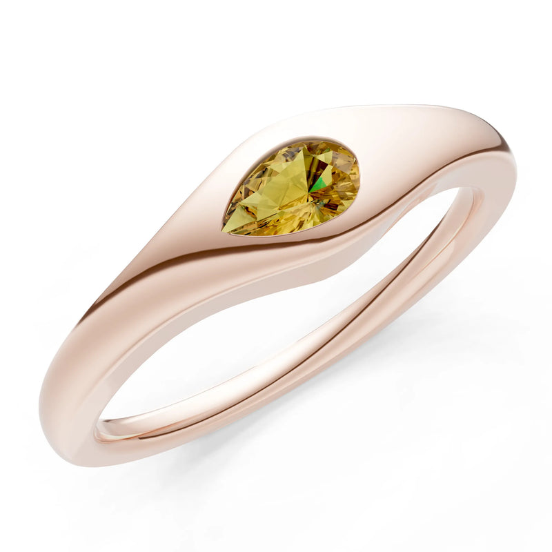Pear Gemstone Inlaid Mini Signet Ring