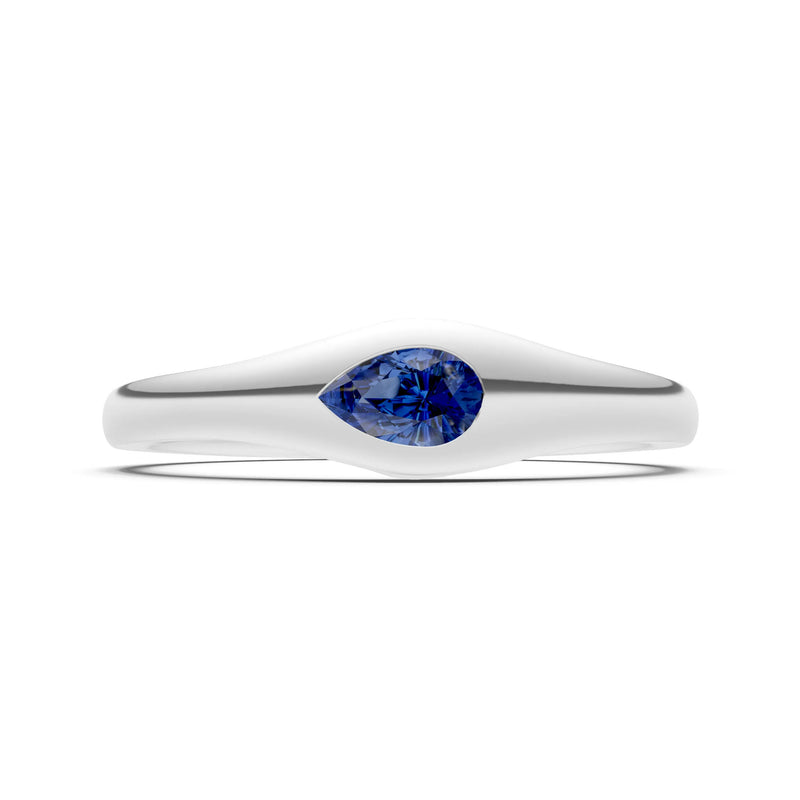 Pear Gemstone Inlaid Mini Signet Ring