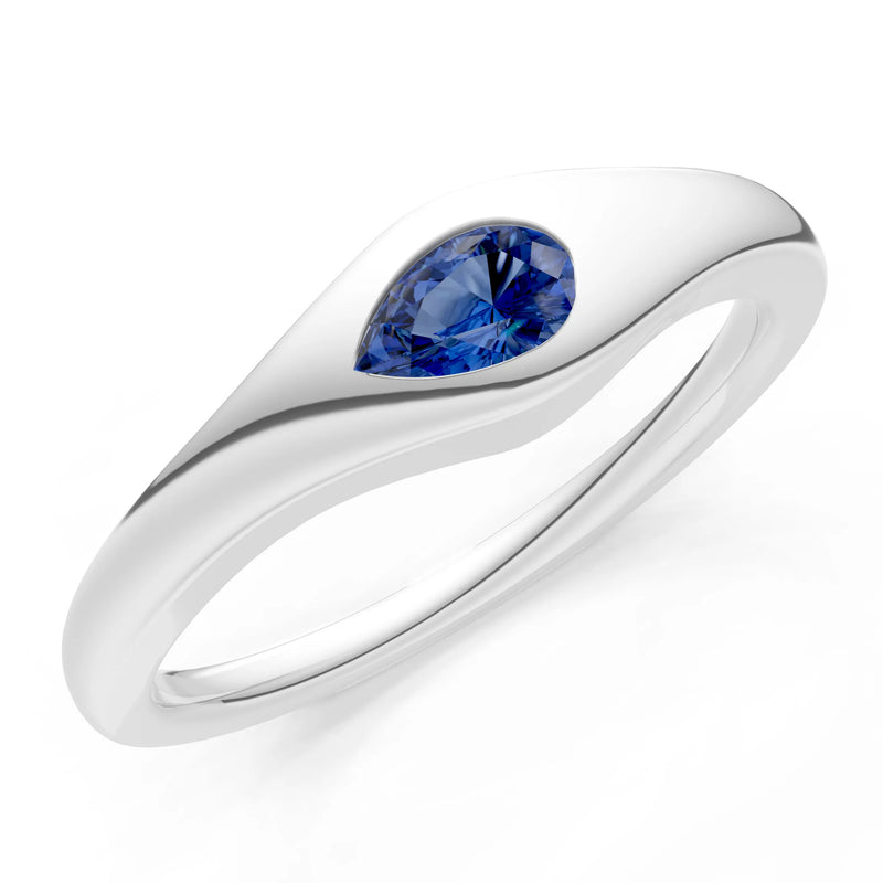 Pear Gemstone Inlaid Mini Signet Ring
