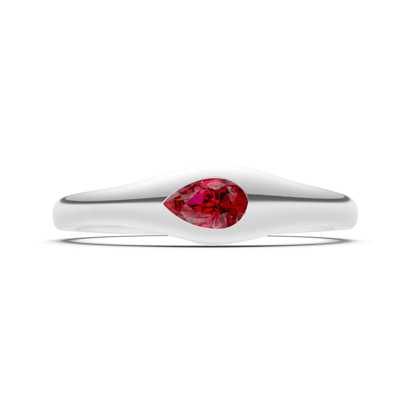 Pear Gemstone Inlaid Mini Signet Ring