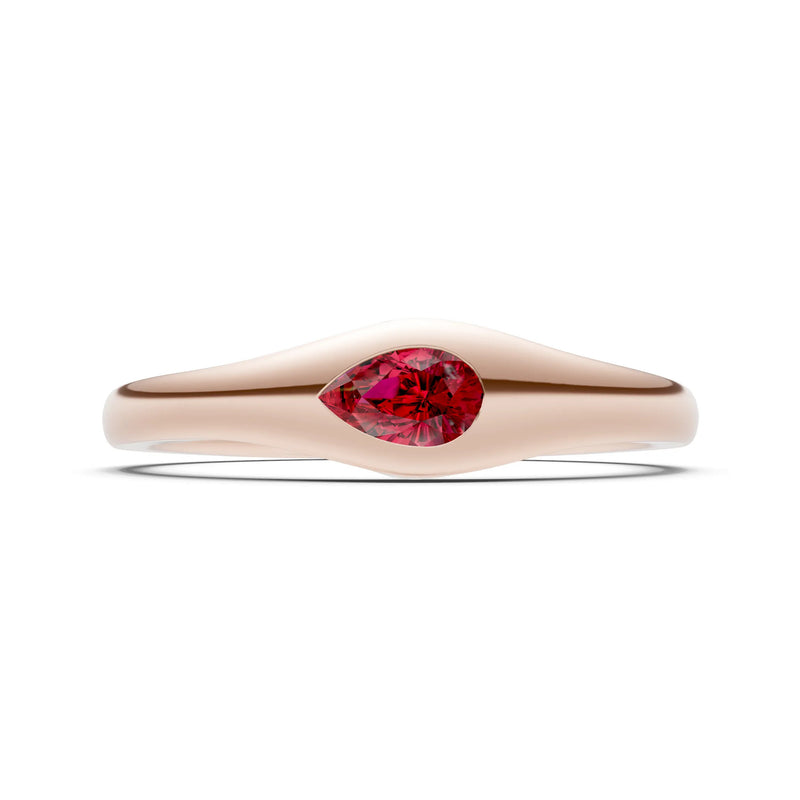 Pear Gemstone Inlaid Mini Signet Ring