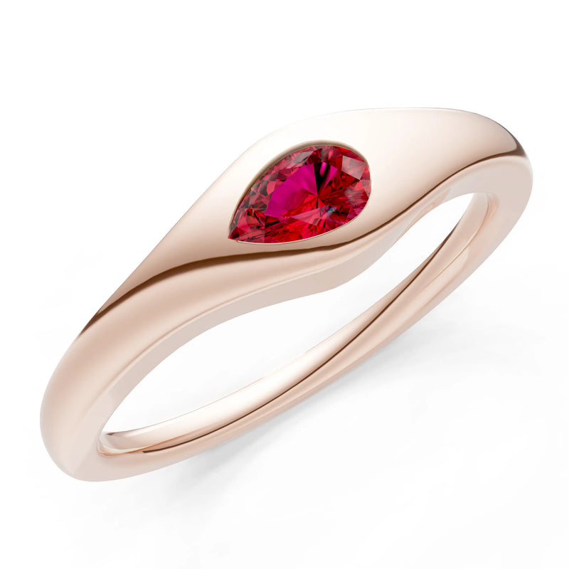 Pear Gemstone Inlaid Mini Signet Ring