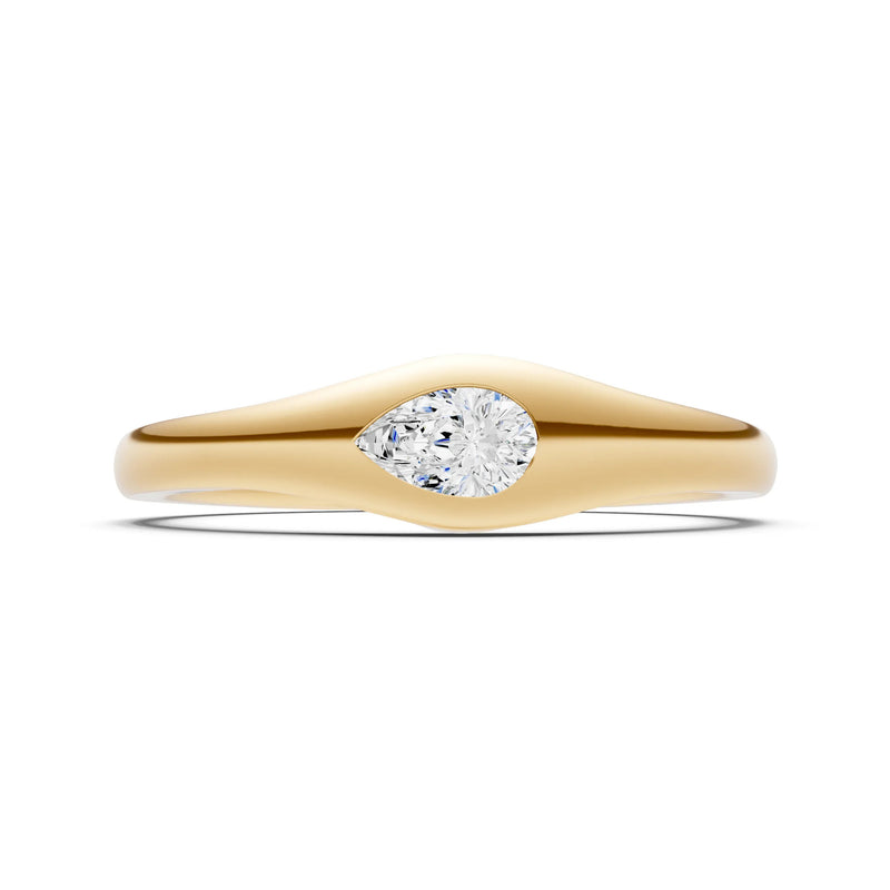Pear Gemstone Inlaid Mini Signet Ring