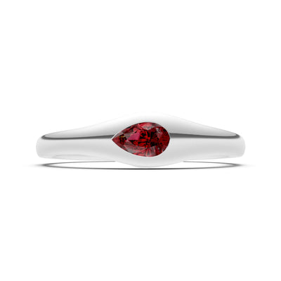 Pear Gemstone Inlaid Mini Signet Ring