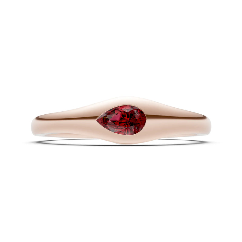 Pear Gemstone Inlaid Mini Signet Ring