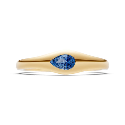 Pear Gemstone Inlaid Mini Signet Ring