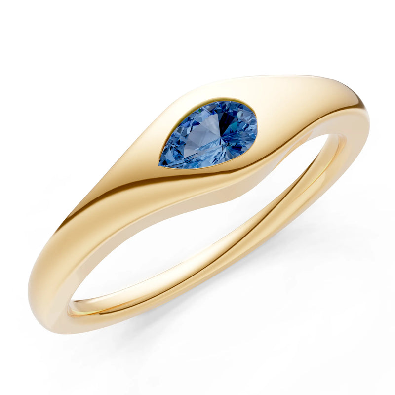 Pear Gemstone Inlaid Mini Signet Ring