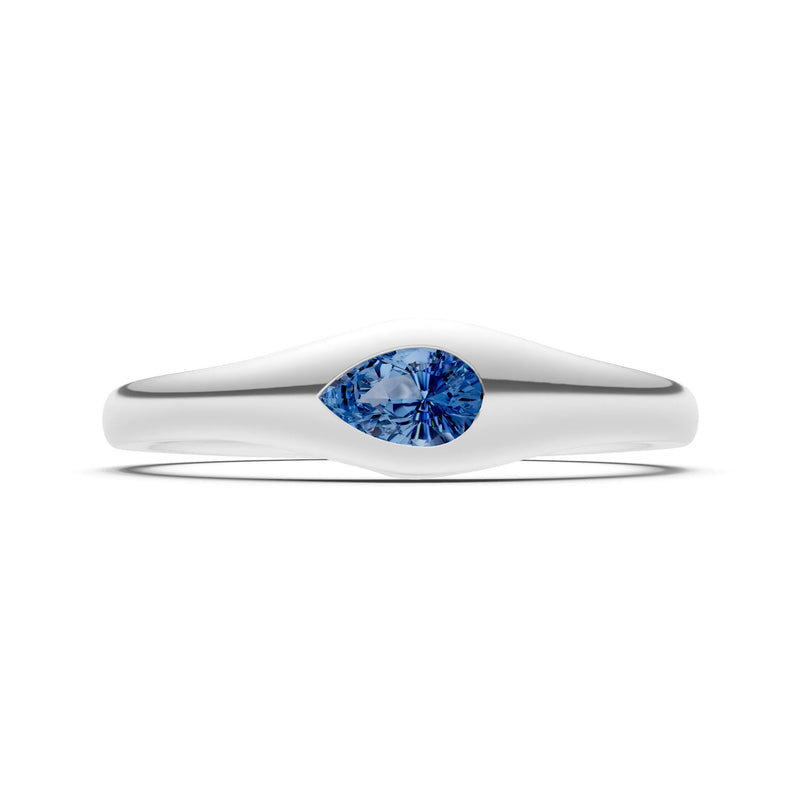Pear Gemstone Inlaid Mini Signet Ring