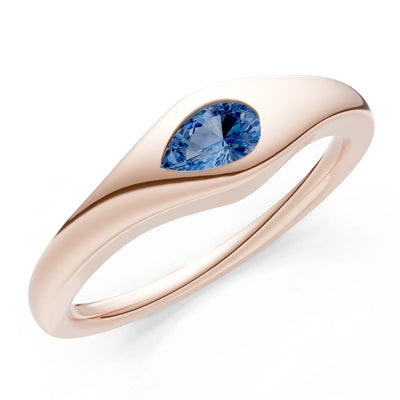 Pear Gemstone Inlaid Mini Signet Ring
