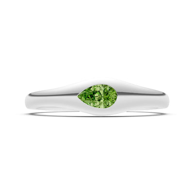 Pear Gemstone Inlaid Mini Signet Ring