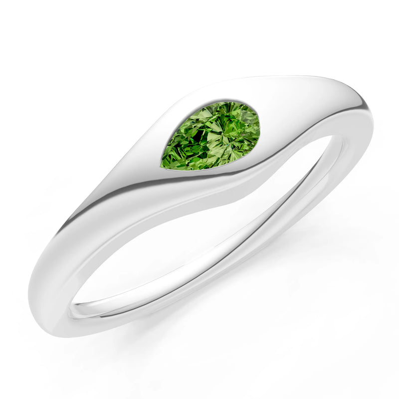 Pear Gemstone Inlaid Mini Signet Ring