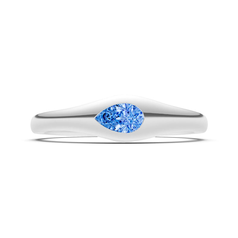Pear Gemstone Inlaid Mini Signet Ring