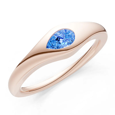 Pear Gemstone Inlaid Mini Signet Ring