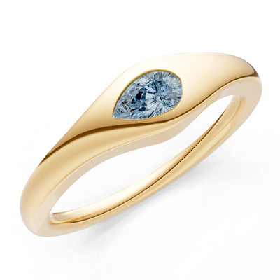 Pear Gemstone Inlaid Mini Signet Ring