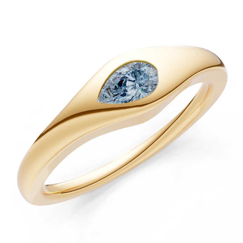 Pear Gemstone Inlaid Mini Signet Ring