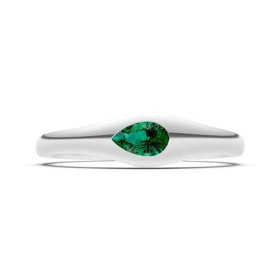 Pear Gemstone Inlaid Mini Signet Ring