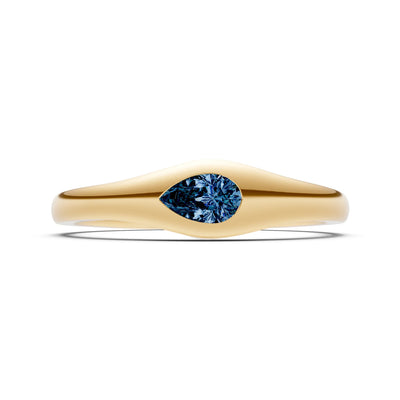 Pear Gemstone Inlaid Mini Signet Ring