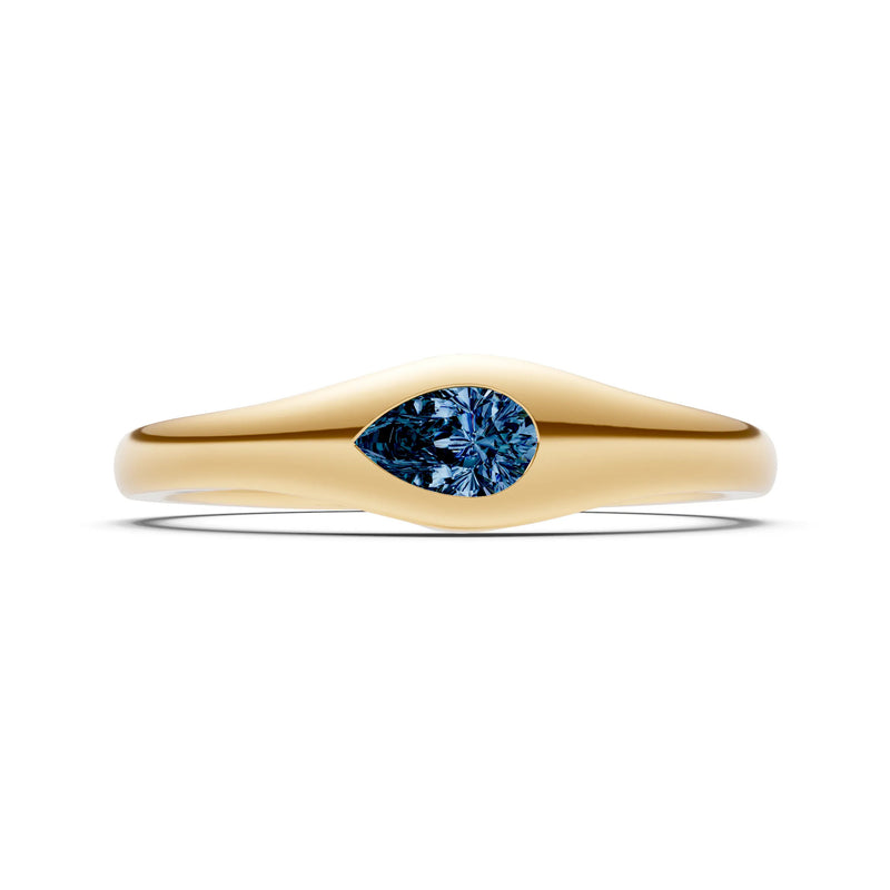 Pear Gemstone Inlaid Mini Signet Ring