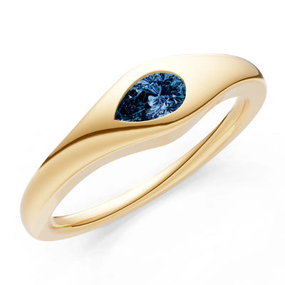 Pear Gemstone Inlaid Mini Signet Ring
