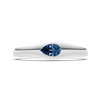 Pear Gemstone Inlaid Mini Signet Ring