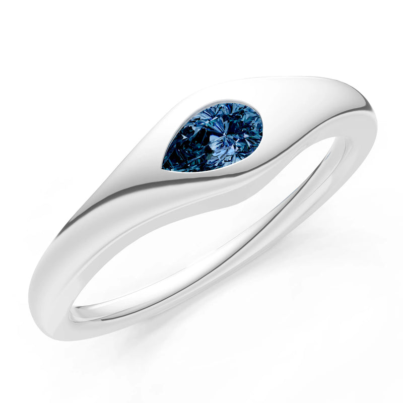 Pear Gemstone Inlaid Mini Signet Ring