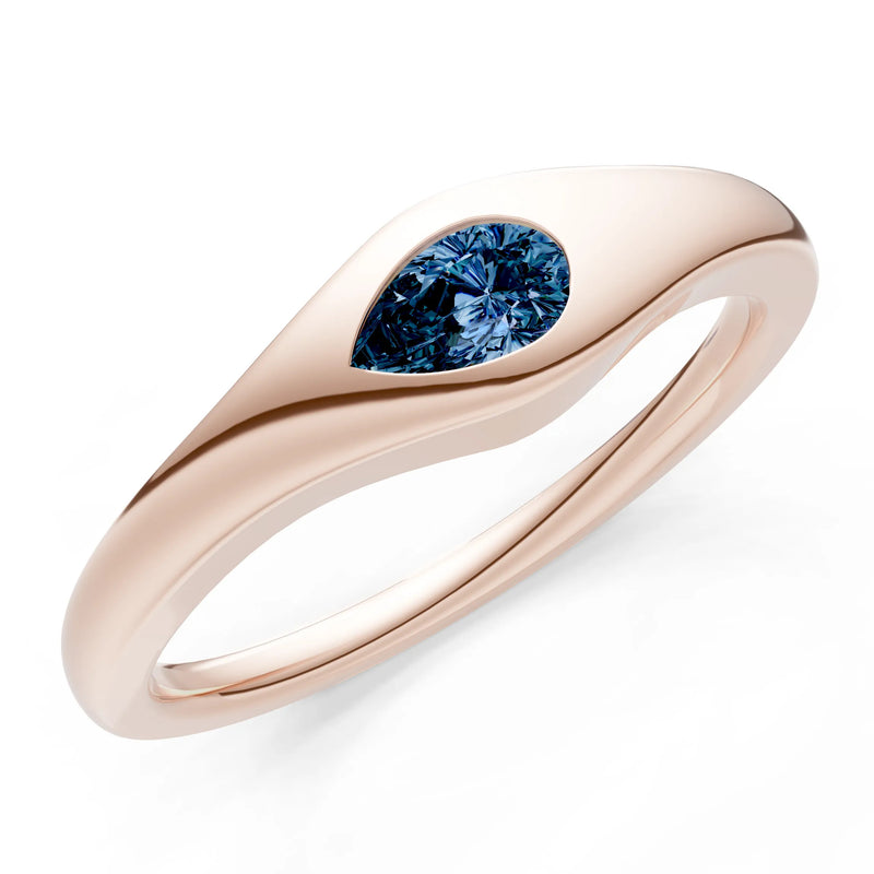 Pear Gemstone Inlaid Mini Signet Ring
