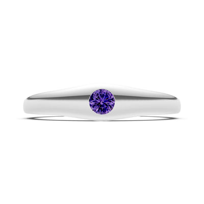Round Gemstone Inlaid Mini Signet Ring