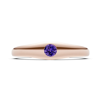 Round Gemstone Inlaid Mini Signet Ring