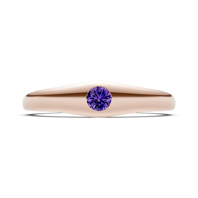 Round Gemstone Inlaid Mini Signet Ring