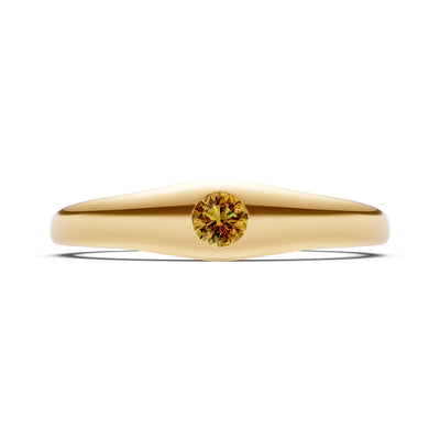 Round Gemstone Inlaid Mini Signet Ring