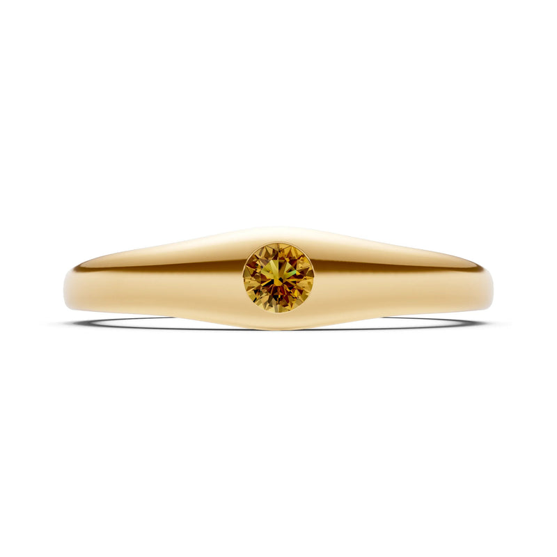 Round Gemstone Inlaid Mini Signet Ring