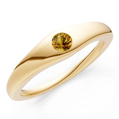Round Gemstone Inlaid Mini Signet Ring