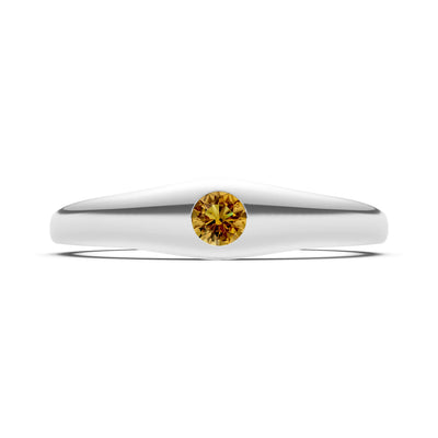Round Gemstone Inlaid Mini Signet Ring