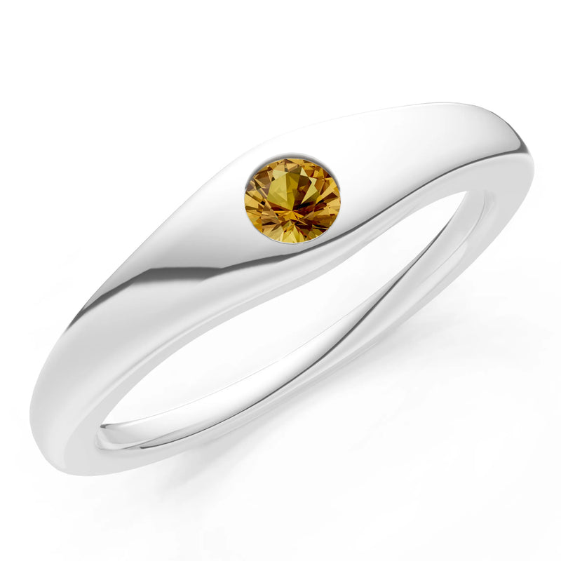 Round Gemstone Inlaid Mini Signet Ring