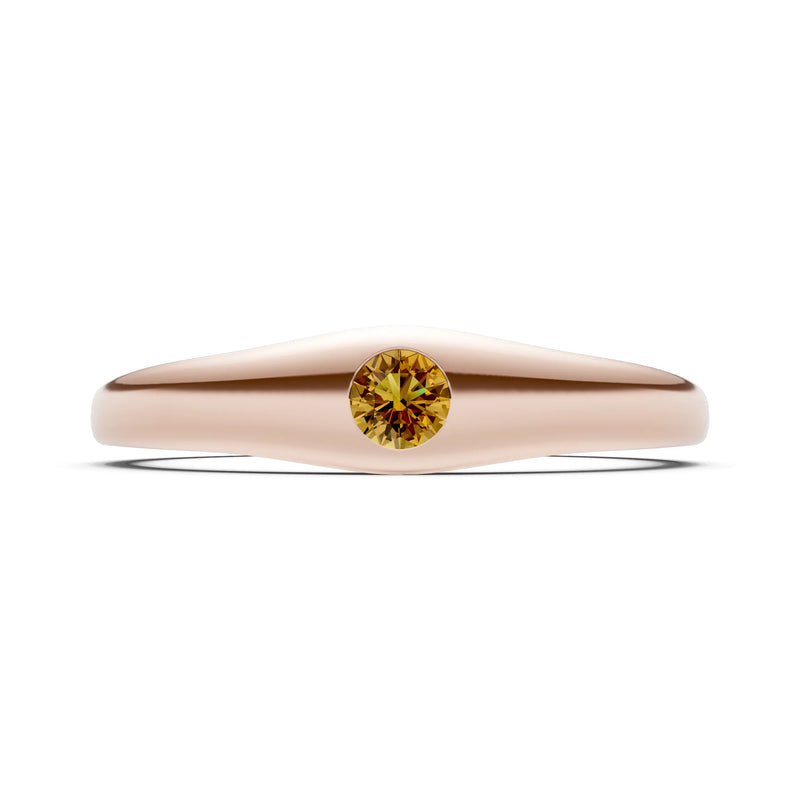 Round Gemstone Inlaid Mini Signet Ring