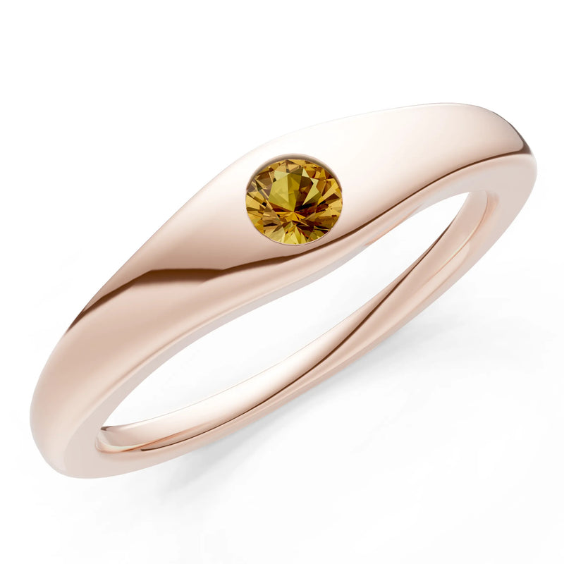 Round Gemstone Inlaid Mini Signet Ring