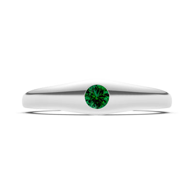 Round Gemstone Inlaid Mini Signet Ring