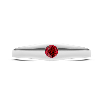 Round Gemstone Inlaid Mini Signet Ring