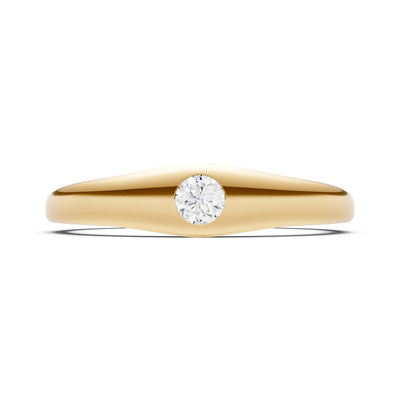 Round Gemstone Inlaid Mini Signet Ring