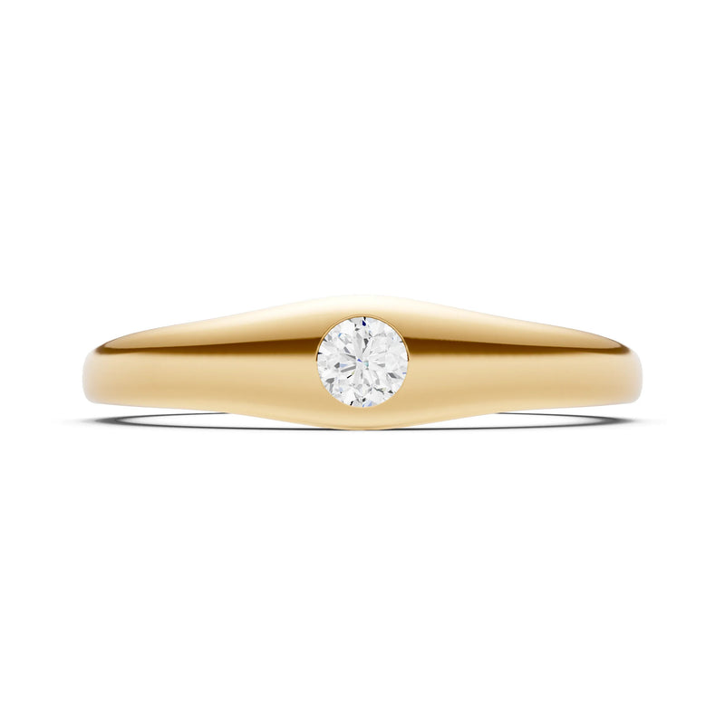 Round Gemstone Inlaid Mini Signet Ring