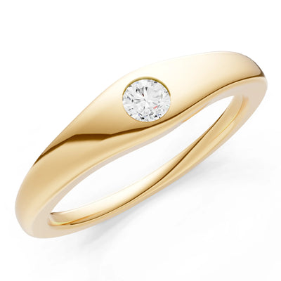 Round Gemstone Inlaid Mini Signet Ring