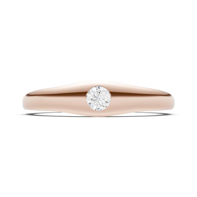 Round Gemstone Inlaid Mini Signet Ring